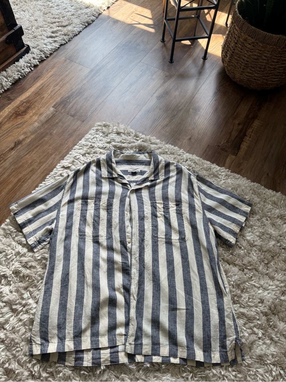 American Eagle Blue Striped Button Down